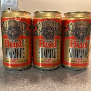 Vintage 1992 Budweiser Summer Game Cans, 6 pack